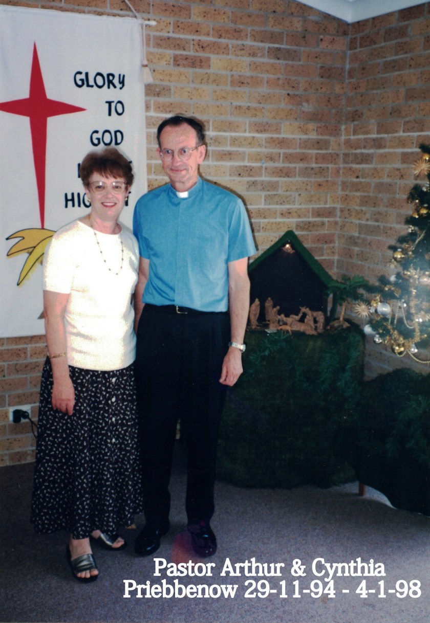 1994 Pastor Arthur and Cynthia Priebbenow 29-11-94 to 4-1-98